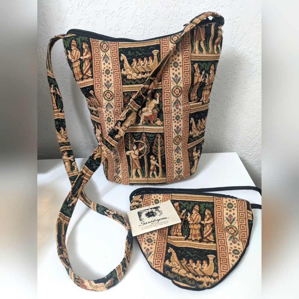 Vintage Studio Sauvageau handcrafted bucket purse and coin purse